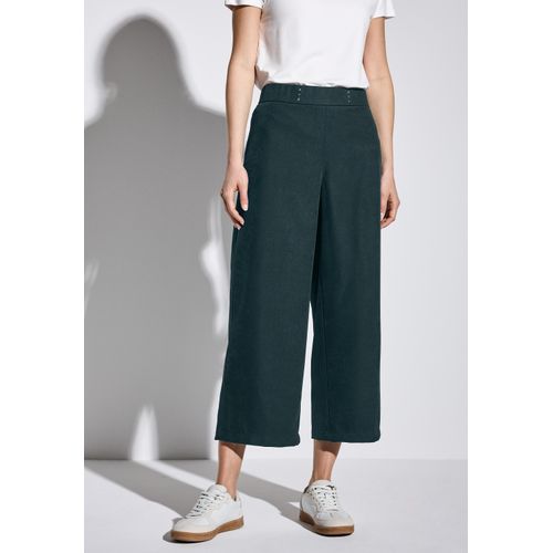 Stoffhose STREET ONE, Damen, Gr. 34, Länge 26, grün (hunter grün), Stoff, 97% Polyester, 3% Elasthan, unifarben, casual, loose fit wadenlang, Hosen, High Waist