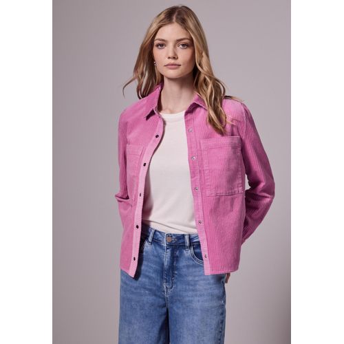 Cordjacke STREET ONE STUDIO, Damen, Gr. 40, foxy pink, Web, Obermaterial: 100% Baumwolle; Futter: 100% Polyester, unifarben, casual, gerade normal, V-Ausschnitt, Langarm Bündchen, Jacken, mit Knopfleiste