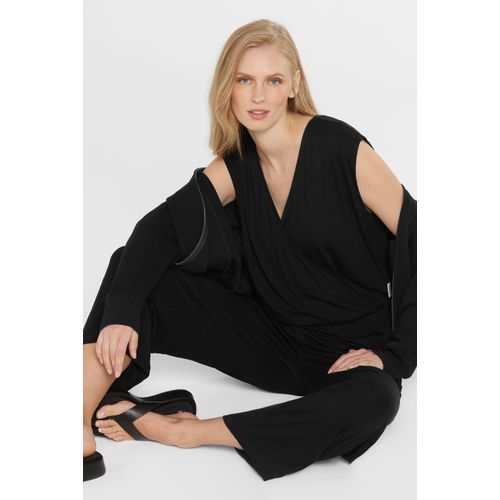 Overall SENSES.THE LABEL, Damen, Gr. XL, Normalgrößen, schwarz, Material: 96% Viskose, 4% Elasthan, Overalls, mit Tunnelzug