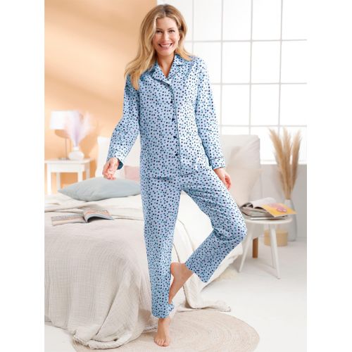 Schlafanzug WÄSCHEPUR, Damen, Gr. 40/42, hellblau, ozean, getupft, 100% Baumwolle, Homewear-Sets