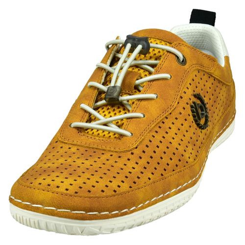 Slip-On Sneaker BUGATTI, Herren, Gr. 44, gelb (gelb used), Lederimitat, sportlich, Schuhe, Freizeitschuh, Halbschuh, Slipper mit Lochmuster