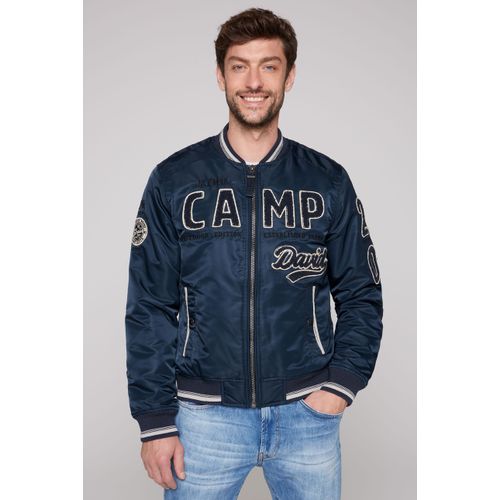 Blouson CAMP DAVID, Herren, Gr. M, blau (schwarz teal), Obermaterial: 100% Polyamid, casual, normal hüftlang, Langarm elastischer Bund, Jacken, mit großem Frottee-Logo