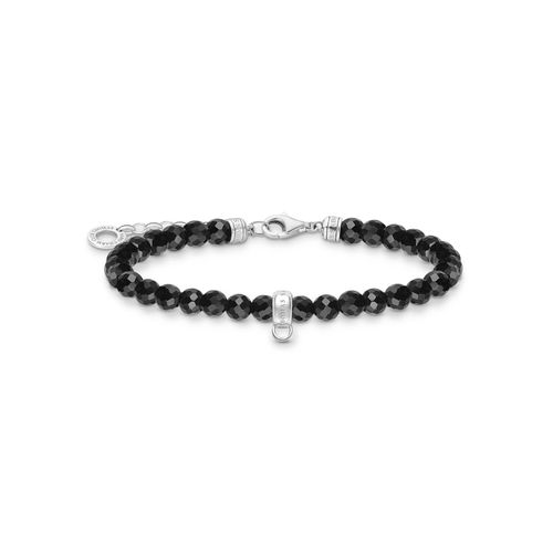 Armband THOMAS SABO "rosa Perlen, schwarze Perlen, A2097-034-9-L19V, A2097-130-11-L19V" Gr. 19, silber (silberfarben, schwarz, schwarz), Armbänder, Damen, 19, Silber 925 (Sterlingsilber), mit Rosenquarz oder Onyx