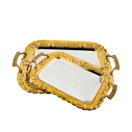 2er-Set Serviertabletts aus hochwertigem 18/10 Edelstahl