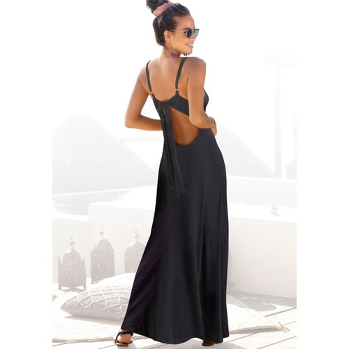 Maxikleid S.OLIVER, Damen, Gr. 34, N-Gr, schwarz, Jersey, Obermaterial: 95% Viskose, 5% Elasthan, unifarben, modisch, figurumspielend lang, Rundhals, ohne Ärmel, Kleider, mit tiefem Rückenausschnitt