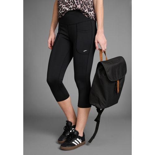 Caprileggings FAYN SPORTS, Damen, Gr. 46, N-Gr, schwarz, Doubleface, Obermaterial: 77% Polyester, 23% Elasthan, sportlich, eng 3/4-Länge, Hosen, mit Figur formenden Nähten und hohem Bund