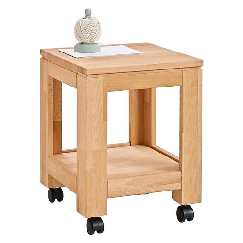 Linea Natura Beistelltisch , Buche , Holz , Kernbuche , massiv , quadratisch , eckig , 35.5x46x35.5 cm , Wohnzimmer, Wohnzimmertische, Beistelltische