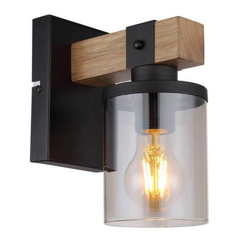 Globo Wandleuchte Lila , Grau, Schwarz, Dunkelbraun , Holz, Metall, Glas , 17x22.5x10 cm , Lampen & Leuchten, Innenbeleuchtung, Spots & Strahler,