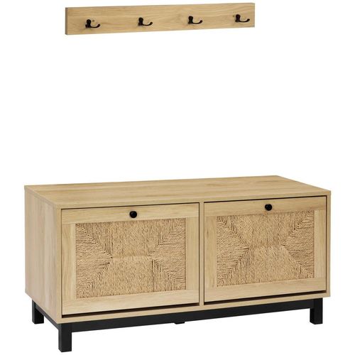 Mid.you Schuhkipper , Natur , Holz, Metall, Papier, Holzwerkstoff , Kiefer , massiv , 100x45x39 cm , Garderobe, Schuhaufbewahrung, Schuhkipper