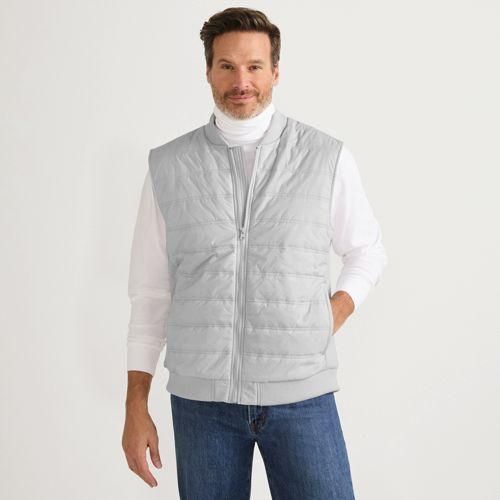 Steppweste mit Strickseiten, Herren,  Blau, Nylon/Polyacryl/Polyester-Mischung, by Lands' End