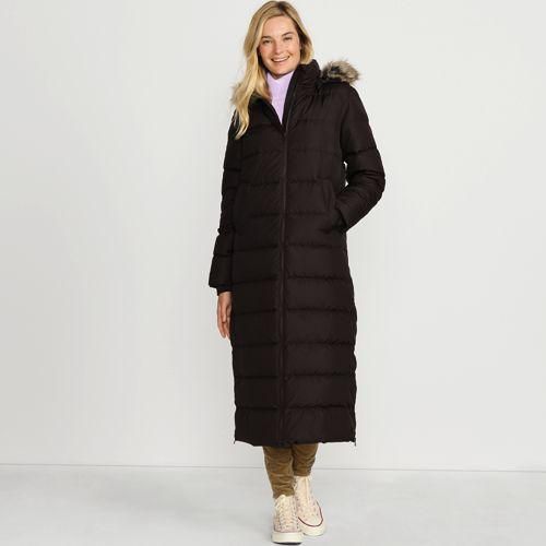 Maxi-Daunenmantel mit Kapuze, Damen,  Braun, Polyester, by Lands' End