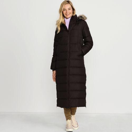 Maxi-Daunenmantel mit Kapuze, Damen,  Braun, Polyester, by Lands' End
