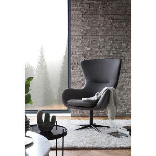 Drehsessel SALESFEVER, grau (dunkelgrau, schwarz), B:78cm H:99cm T:82cm, Textil (100% Polyester), Metall, Sessel, Relaxsessel in moderner Optik