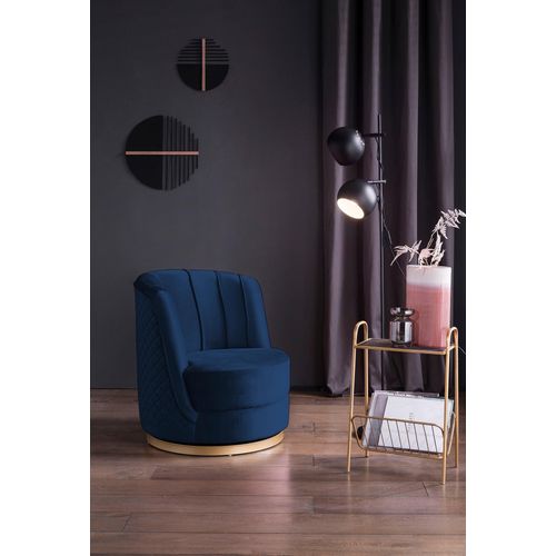 Drehsessel SALESFEVER, blau (dunkelblau), B:68cm H:77cm T:57cm, Samt (100% Polyester), Metall, Sessel, 360 Drehfunktion