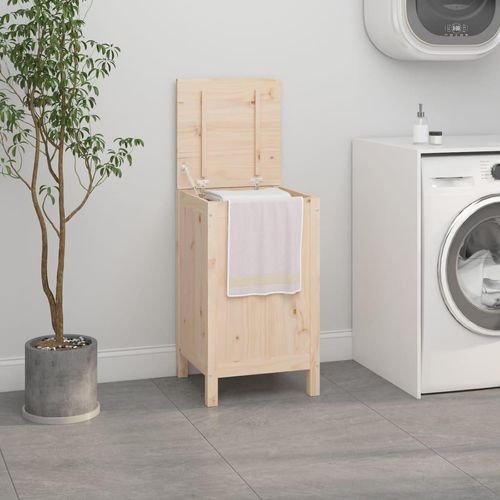 Wäschetruhe Massivholz Kiefer | Farbe: Natur | Größe: 44 x 44 x 76 cm