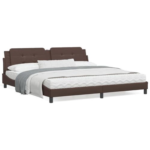 Bett Mit Matratze Kunstleder | Farbe: Braun | Größe: 200 x 200 cm
