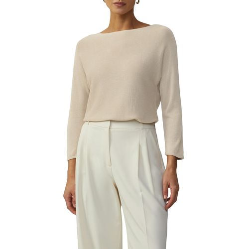 Strickpullover S.OLIVER BLACK LABEL, Damen, Gr. 42, beige (sand), Feinstrick, Obermaterial: 90% Viskose, 10% metallisierte Fasern, glänzend, casual, regular fit taillenbedeckt, U-Boot-Ausschnitt, Langarm Fledermausärmel, Pullover, mit Glitzergarn