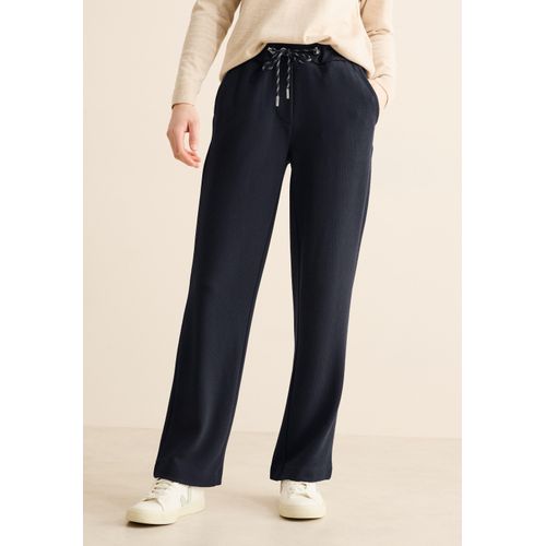 Stoffhose CECIL, Damen, Gr. XXL, Länge 30, blau (universal blau), Stoff, 73% Polyester, 22% Viskose, 5% Elasthan, Strukturmuster, casual, comfort fit normal, Hosen, mit Tunnelzugband