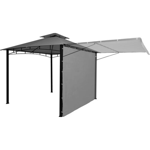 Pergola MCW-F94, Garten Pavillon, Stahl bewegliche Seitenwand 2,5x2,5m grau