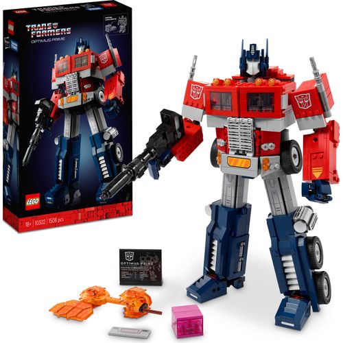 LEGO 10302 Icons Optimus Prime Set, 2in1 Roboter-Figur und LKW-Modell, Transformers-Spielzeug-Modellbausatz für Erwachsene, Geschenk zum Geburtstag oder Weihnachten für Männer, Frauen, Sie und Ihn