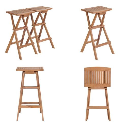 vidaXL Klappbare Barhocker 2 Stk. Massivholz Teak - Barhocker - Barhocker - Barstuhl - Barstühle