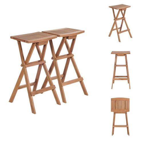 vidaXL Klappbare Barhocker 2 Stk. Massivholz Teak - Gartenstühle