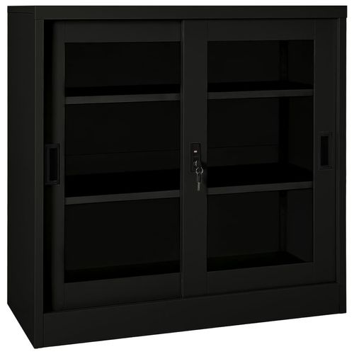 Schrank Mit Schiebetüren & Pflanzkasten Stahl | Farbe: Schwarz | Modell: Ohne Pflanzkasten