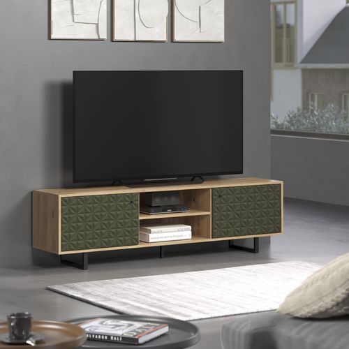Places of Style TV-Board »Ferretti«, TV-Tisch mit besonderer Fräsung - Füsse und Griffe aus Metall