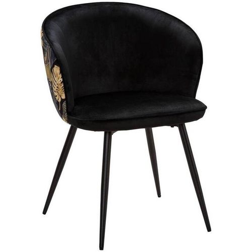 Mid.you Armlehnstuhl , Schwarz, Gold , Holz, Metall, Textil , Pappel , Sperrholz , Blätter , Rundrohr , 60x81x60 cm , Esszimmer, Stühle,