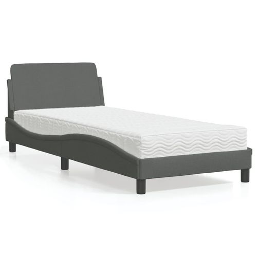 Bett Mit Matratze Stoff | Farbe: Dunkelgrau | Größe: 80 x 200 cm