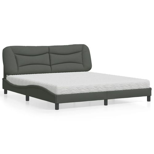 Bett Mit Matratze Stoff | Farbe: Dunkelgrau | Größe: 180 x 200 cm