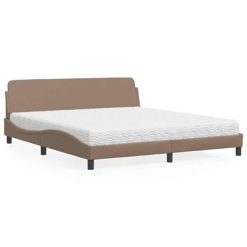 Bett Mit Matratze Kunstleder | Farbe: Cappuccino | Größe: 180 x 200 cm