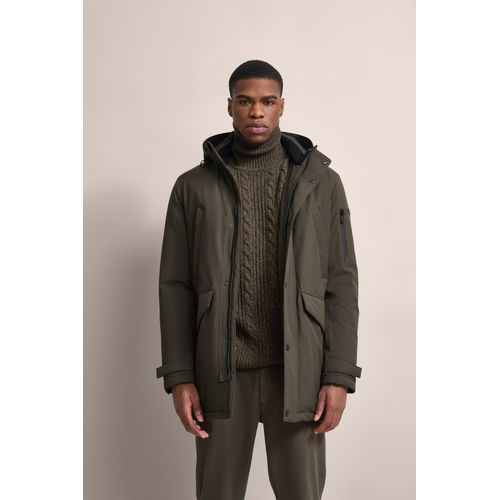 Langjacke BUGATTI, Herren, Gr. 54, grün (oliv), 100% Polyester, unifarben, regular fit, Langarm Manschette, Jacken, mit innenliegendem Strickkragen