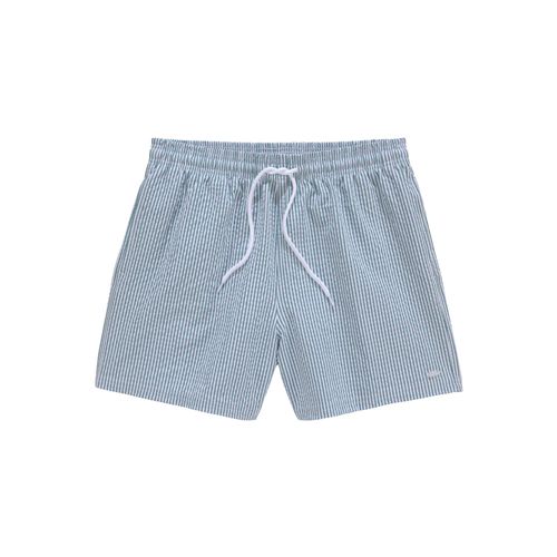 Badeshorts VENICE BEACH, Herren, Gr. M (50), N-Gr, grün (grün, weiß), Polyester, gestreift, Badehosen, mit Seersucker-Effekt