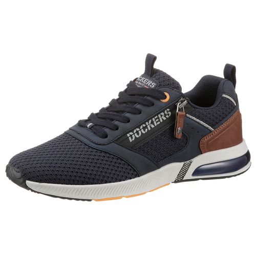 Sneaker DOCKERS BY GERLI, Herren, Gr. 45, blau (navy, cognac), Textil, Lederimitat, sportlich, Schuhe, Freizeitschuh, Schnürschuh, komfortabler Schuhweite G (=weit)