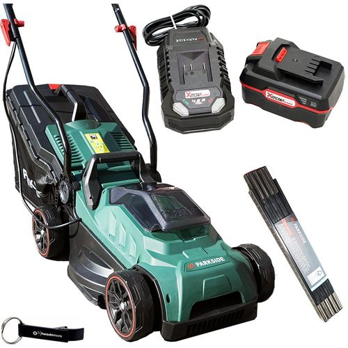 PARKSIDE® 20V Akku Rasenmäher PRMA 20-Li C3 (inkl. 4Ah Akku) + Zollstock und Schlüsselanhänger im HEADNMORE® Bundle