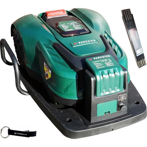 PARKSIDE® 20V Mähroboter Rasenmäher Roboter PAMR 500 + Zollstock u. Schlüsselanhänger im HEADNMORE® Bundle