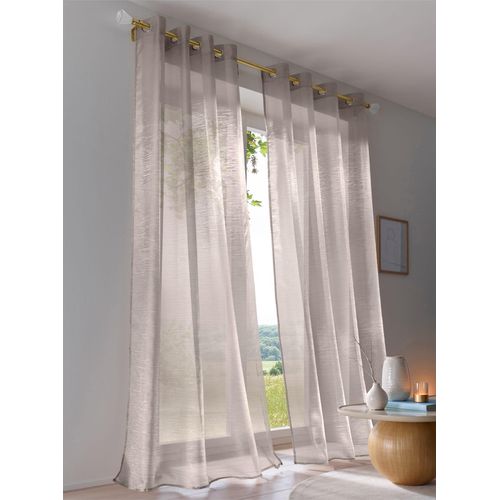 Gardine HEINE HOME Gr. 1, grau (taupe), B:135cm H:145cm, Polyester, Gardinen