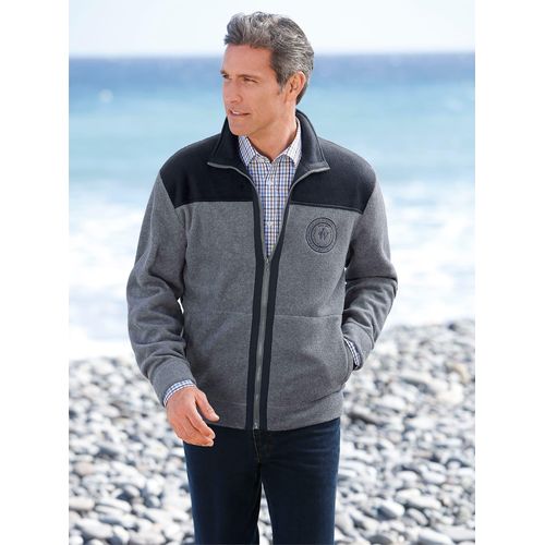 Fleecejacke CATAMARAN, Herren, Gr. 56/58, grau (grau, meliert), 100% Polyester, gemustert, mehrfarbig, Langarm, Jacken
