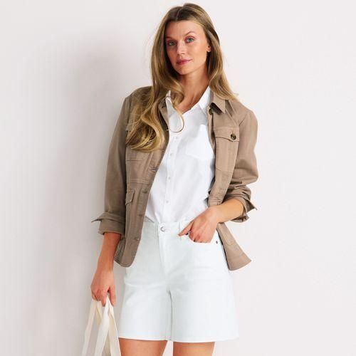 Weiße Jeansshorts, Damen,  Weiß, Elasthan/Viskose/Baumwoll-Mischung, by Lands' End