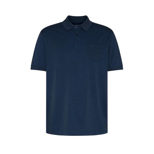 Poloshirt BUGATTI, Herren, Gr. 3XL, 390, marine, 50% Baumwolle, 50% Polyester, unifarben, casual, regular fit, ohne Ausschnitt, Kurzarm Bündchen, Shirts, mit Brusttasche