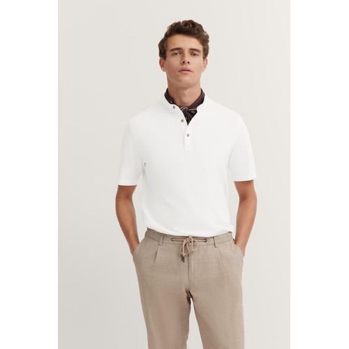 Poloshirt BUGATTI, Herren, Gr. L, 20, ecru, 100% Baumwolle, unifarben, casual, normal, ohne Ausschnitt, Kurzarm Rippbündchen, Shirts, aus Baumwolle