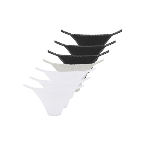 String VIVANCE, Damen, Gr. 40/42, schwarz-weiß (schwarz, weiß, grau), Single Jersey, Obermaterial: 95% Baumwolle, 5% Elasthan. Spitze: 80% Polyamid, 20% Elasthan, unifarben, körpernah, Unterhosen, mit feiner Spitzeneinfassung und aus weicher Baumwollqualität