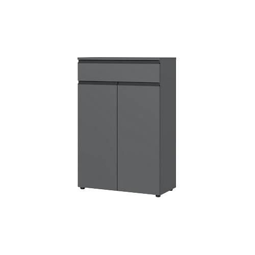 Aktenschrank Aalborg, 1 Schublade, 2 Türen, 2 Fachböden, Möbelgleiter, melaminharzbeschichtet, B 810 x T 400 x H 1200 mm, graphit