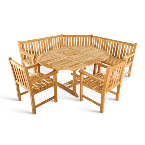 Gartenmöbel Set 4tlg mit Eckbank Teak Gartentisch ausziehbar 120-170 cm BORNEO/CARACAS