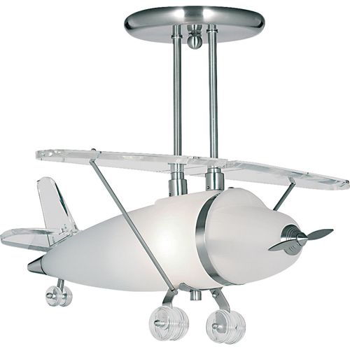 Flugzeug Kinderzimmer Deckenleuchte Glas silber