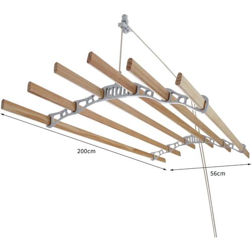Deckentrockner aus Holz - Weiß - 2m