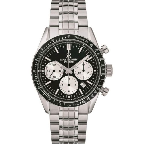 Revue Thommen Herren Armbanduhr Automatic Aviator 42 mm Chronograph, Tachymeter Armband Edelstahl 17000.6134