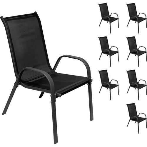 Garten Stapelstuhl Farbe Anthrazit - Schwarz Metall - Textil
