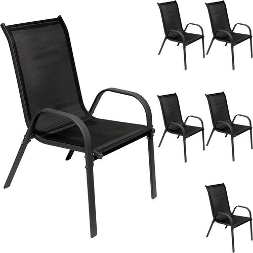 Garten Stapelstuhl Farbe Anthrazit - Schwarz Metall - Textil